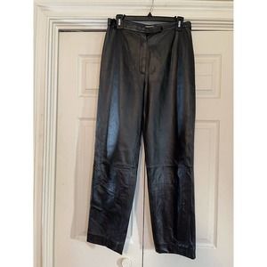 Apostrophe Leather Pants 8 Women's Black High Waist Tapered Rise 29x29 Lined